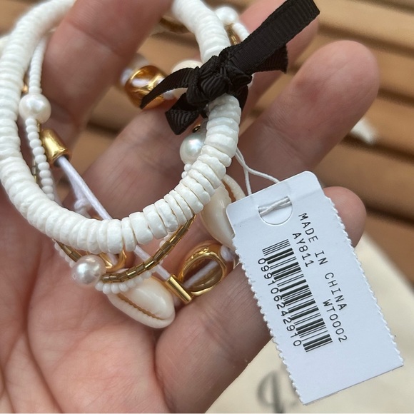 J.Crew Seaside Bracelet Set of 3 NWT vacation jewelry fresh water pearl New - Picture 8 of 12